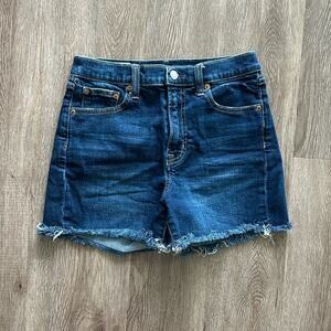 Gap High Rise Raw Hem Denim Shorts Dark Wash Size 26 4” Inseam